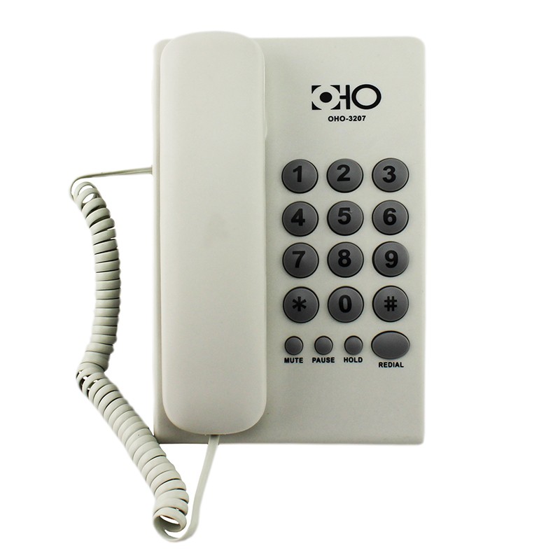 Telefon fix cu fir, 16 taste, functie Mute, Pause, Redial, Hold, Alb, OHO - imagine 9